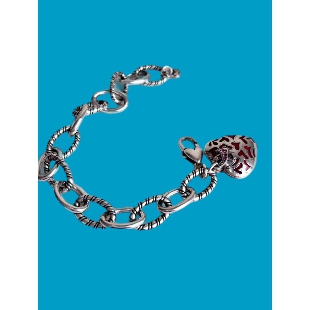 Brighton Power of Pink Dangle Heart Locket Bracelet